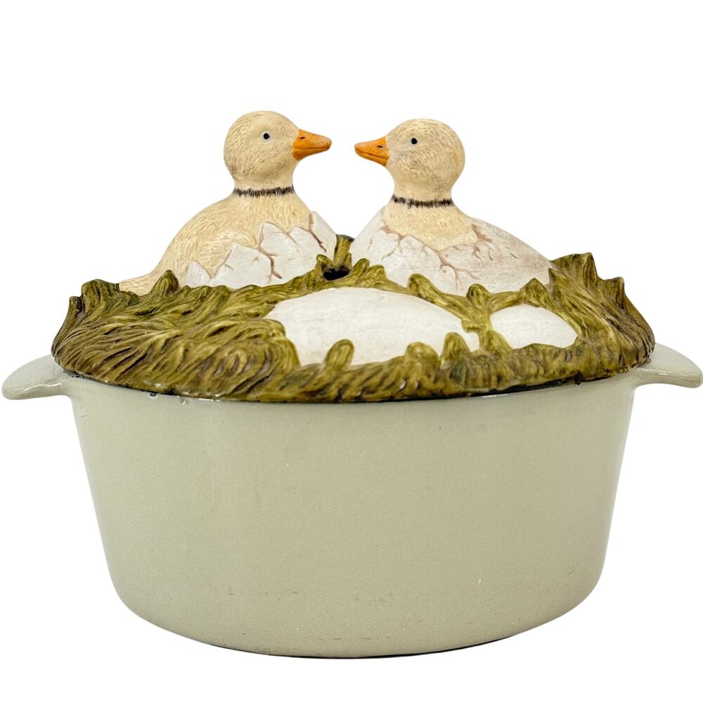Vtg Minutman 1986 Nesting Ducks Cast Iron Wood Stove Steamer Humidifier 2.5 Qt